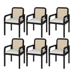 Modern Rattan Back Dining Chair with Removable Linen Cushion