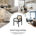 Modern Rattan Back Dining Chair with Removable Linen Cushion