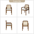Modern Rattan Back Dining Chair with Removable Linen Cushion