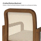 Modern Rattan Back Dining Chair with Removable Linen Cushion