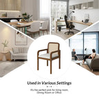 Modern Rattan Back Dining Chair with Removable Linen Cushion