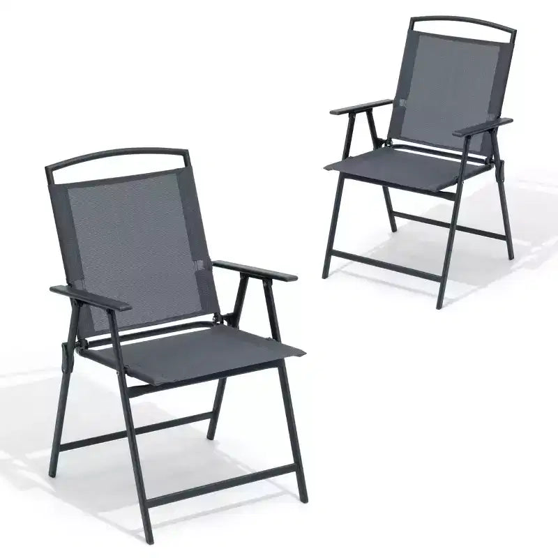 Crestlive Products Set of 2 Patio Folding Dining Chairs Outdoor Portable Sling with Armrest