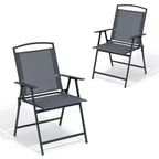 Crestlive Products Set of 2 Patio Folding Dining Chairs Outdoor Portable Sling with Armrest