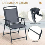 Crestlive Products Set of 2 Patio Folding Dining Chairs Outdoor Portable Sling with Armrest