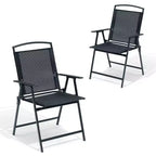Crestlive Products Set of 2 Patio Folding Dining Chairs Outdoor Portable Sling with Armrest