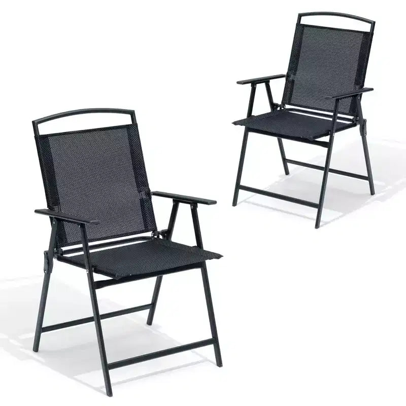 Crestlive Products Set of 2 Patio Folding Dining Chairs Outdoor Portable Sling with Armrest
