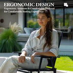 Crestlive Products Set of 2 Patio Folding Dining Chairs Outdoor Portable Sling with Armrest