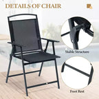 Crestlive Products Set of 2 Patio Folding Dining Chairs Outdoor Portable Sling with Armrest