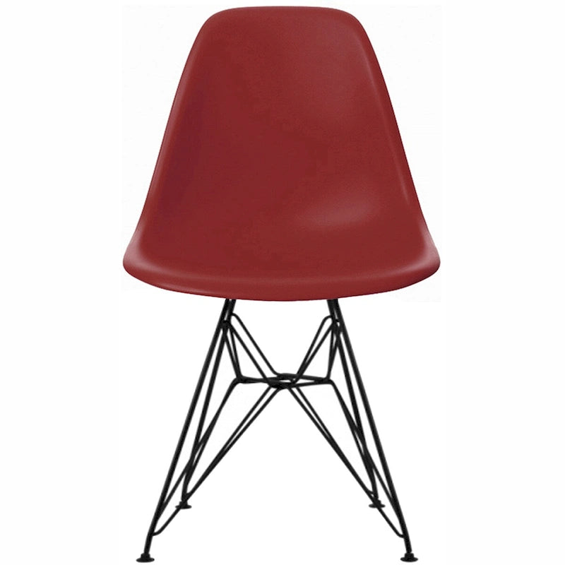 Modern Matte Plastic Accent Dining Chair with Black Wire Chrome Legs