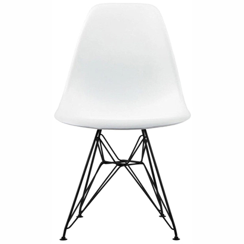 Modern Matte Plastic Accent Dining Chair with Black Wire Chrome Legs