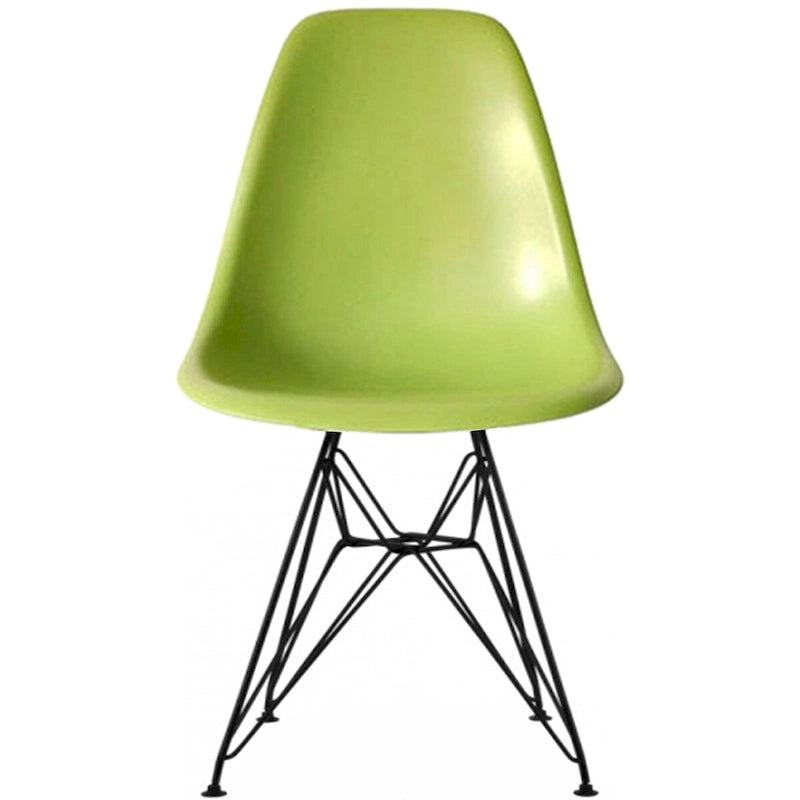 Modern Matte Plastic Accent Dining Chair with Black Wire Chrome Legs