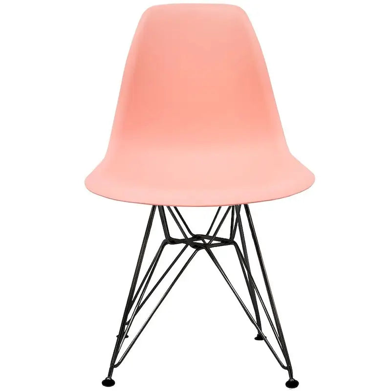 Modern Matte Plastic Accent Dining Chair with Black Wire Chrome Legs