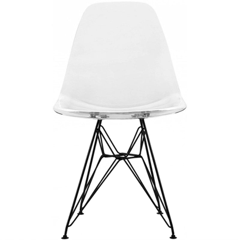 Modern Matte Plastic Accent Dining Chair with Black Wire Chrome Legs