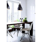 Modern Matte Plastic Accent Dining Chair with Black Wire Chrome Legs