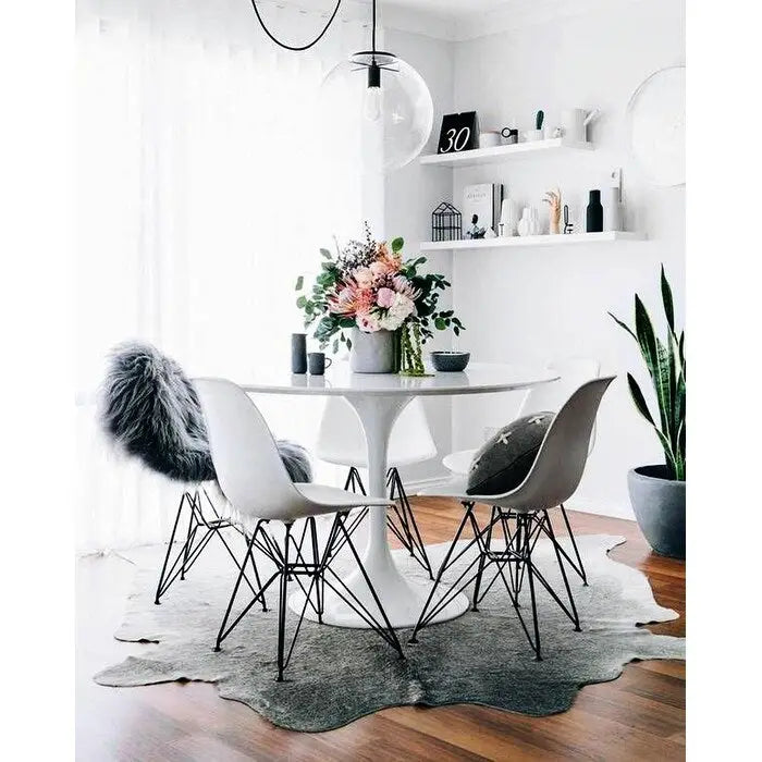 Modern Matte Plastic Accent Dining Chair with Black Wire Chrome Legs