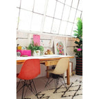 Modern Matte Plastic Accent Dining Chair with Black Wire Chrome Legs