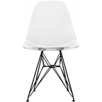 Modern Matte Plastic Accent Dining Chair with Black Wire Chrome Legs