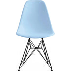 Modern Matte Plastic Accent Dining Chair with Black Wire Chrome Legs