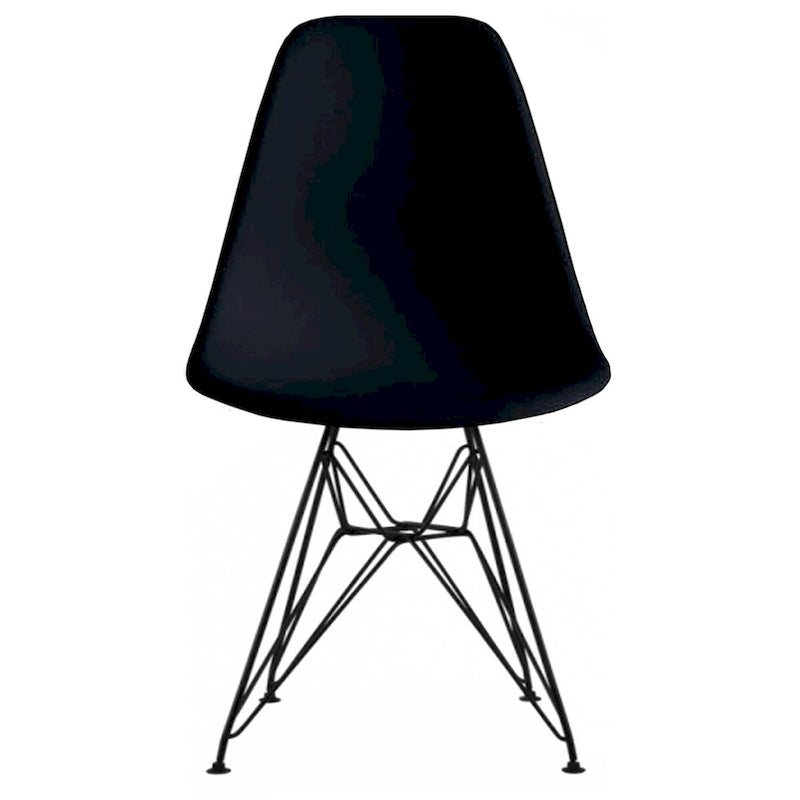 Modern Matte Plastic Accent Dining Chair with Black Wire Chrome Legs