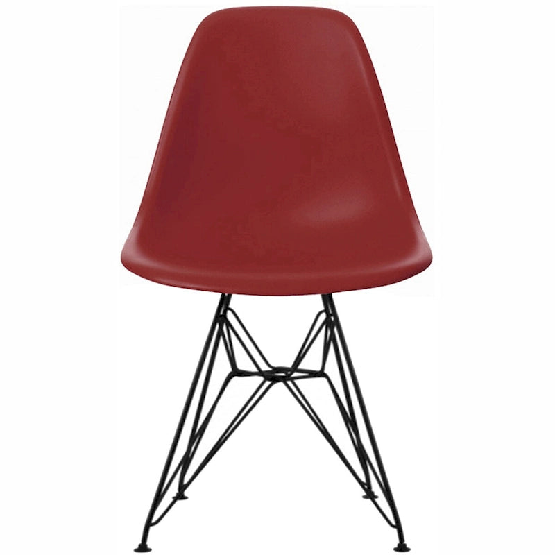 Modern Matte Plastic Accent Dining Chair with Black Wire Chrome Legs