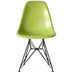Modern Matte Plastic Accent Dining Chair with Black Wire Chrome Legs
