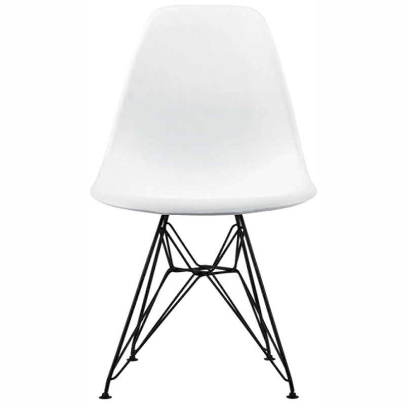 Modern Matte Plastic Accent Dining Chair with Black Wire Chrome Legs