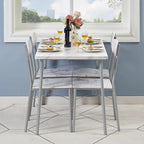 VECELO Dining Table Set, Kitchen Table with 2/4 Chairs, Metal and Wood Rectangular 3/5-Piece Dining Set
