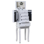 Standing Jewelry Armoire with Mirror, 5 Drawers & 14 Necklace Hooks, Jewelry Cabinet Chest with Removable Ring Storage Slot and