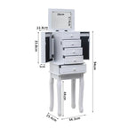 Standing Jewelry Armoire with Mirror, 5 Drawers & 14 Necklace Hooks, Jewelry Cabinet Chest with Removable Ring Storage Slot and