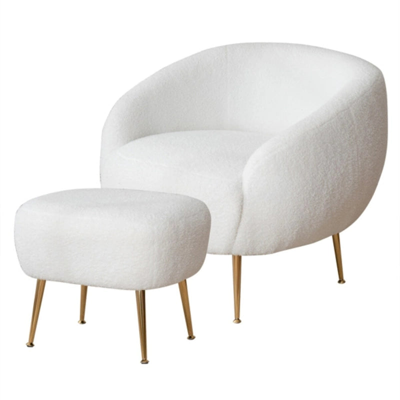 Modern Barrel Accent Chair with Ottoman Comfortable and Stylish Seating for Small Spaces - 31.4 (L) x 29.5 (W) x 25.6 (H)