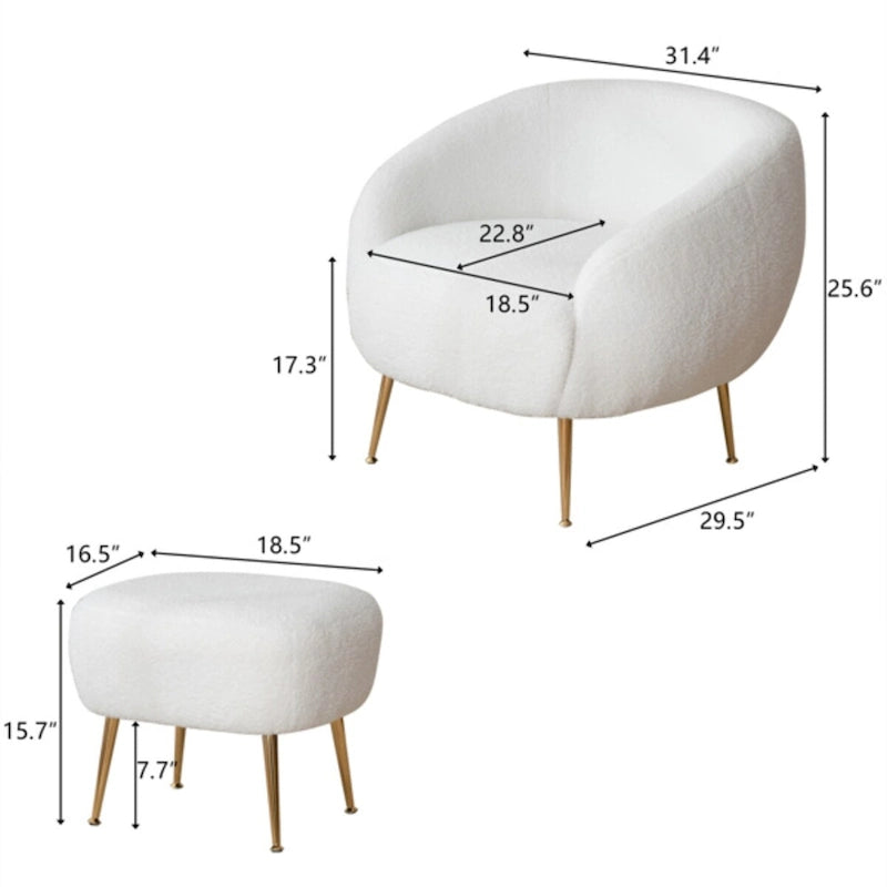 Modern Barrel Accent Chair with Ottoman Comfortable and Stylish Seating for Small Spaces - 31.4 (L) x 29.5 (W) x 25.6 (H)