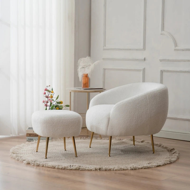 Modern Barrel Accent Chair with Ottoman Comfortable and Stylish Seating for Small Spaces - 31.4 (L) x 29.5 (W) x 25.6 (H)