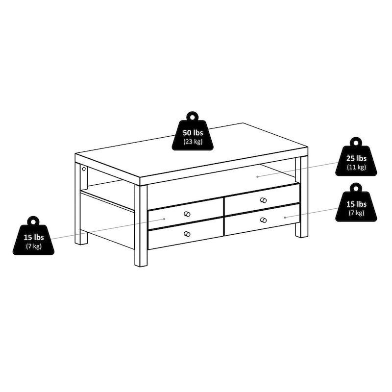Espresso Coffee Table, 40.16 x 22.83 x 18.35