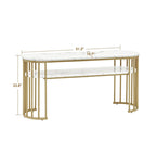 Modern White Faux Marble Top Console Table with Gold Metal Frame