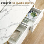 Modern White Faux Marble Top Console Table with Gold Metal Frame