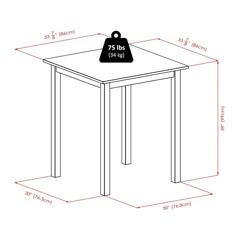 3-Pc High Table with V-Back Bar Stools, Walnut