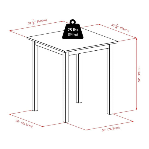 3-Pc High Table with V-Back Bar Stools, Walnut