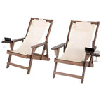 Jiallo Romantic Collection Canvas Sling Chair with Cup and Wine Holder (Set of 2)