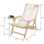 Chaise longue de camping pliable en toile, collection romantique Jiallo, avec porte-gobelet et porte-bouteille (lot de 2)