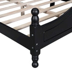Retro Style Platform Bed with Wooden Slat Support