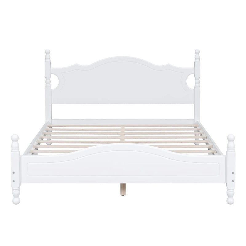 Retro Style Platform Bed with Wooden Slat Support