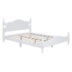 Retro Style Platform Bed with Wooden Slat Support