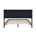 Queen Size Corduroy Platform Bed with Metal Legs