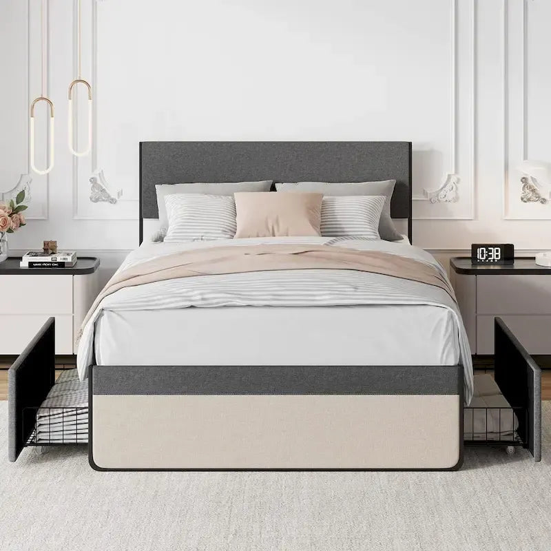 Bed Frame with 2 Storage Drawers