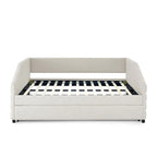 Full Size Daybed with Trundle Upholstered Tufted Sofa Bed, Linen Fabric