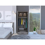 Armoire, Two Shelves, Double Door, Metal Rod, One Drawer -Light Gray