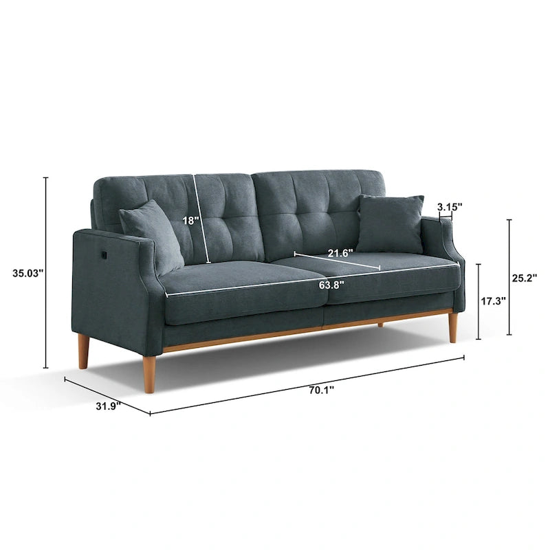 3-Seater Fabric Sofa for Living Room