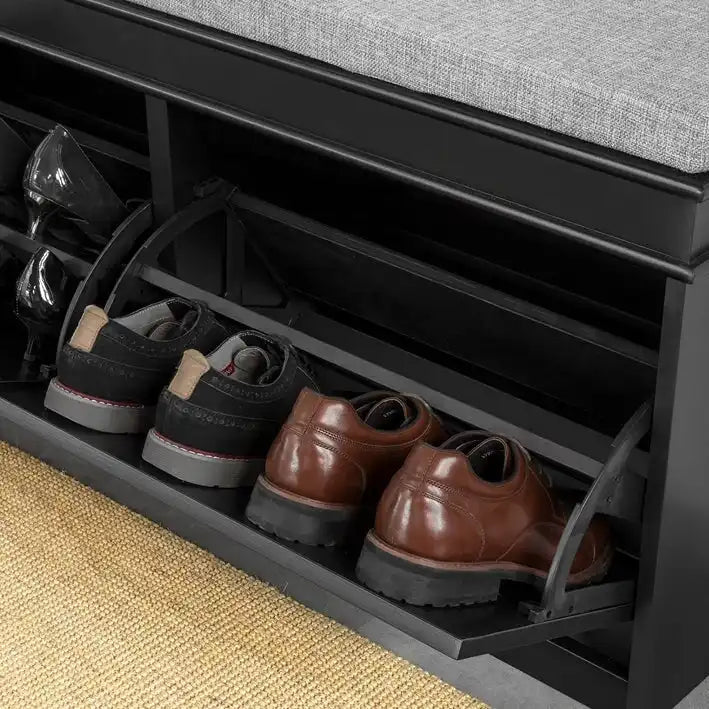 Hallway Shoe Storage Bench Cabinet with Flip-Drawer