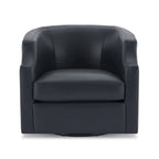 Everette Midnight Blue Top Grain Leather Swivel Glider Barrel Chair by Greyson Living