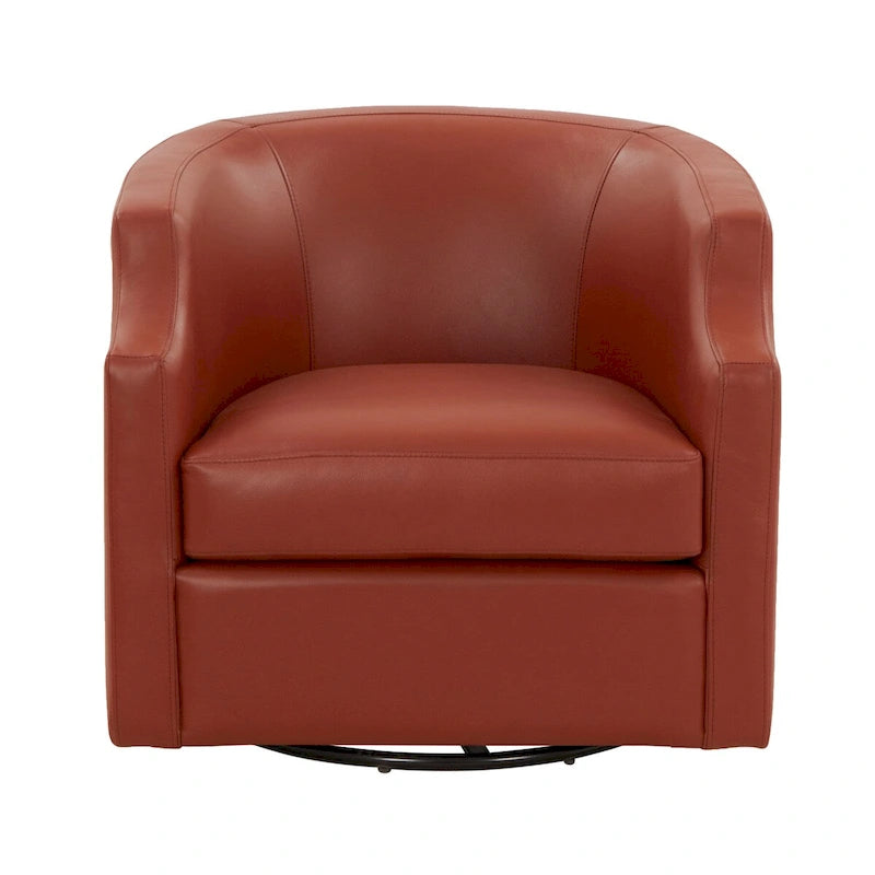 Everette Midnight Blue Top Grain Leather Swivel Glider Barrel Chair by Greyson Living